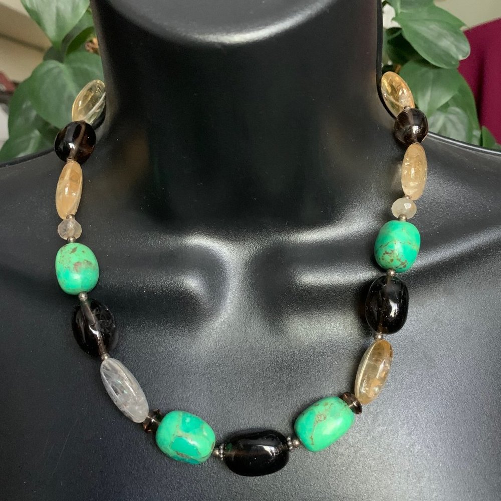 Barse Agate & Quartz Sterling Necklace